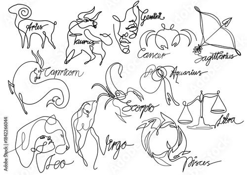 Line art horoscopes illustration 