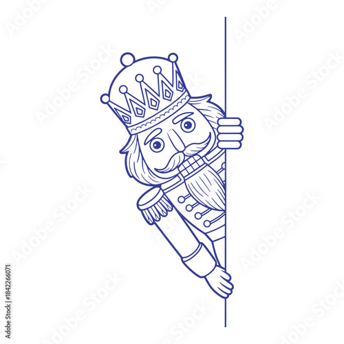 Nutcracker King Peeking Line Art