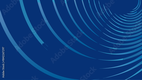 Abstract background featuring concentric arcs of varying shades of blue creating a dynamic visual effect