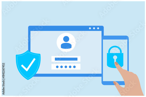 Sign in to online account on smartphone app vector Illustrations.	
