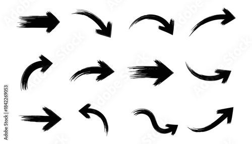 a collection of simple, hand-crafted textured arrow brushes