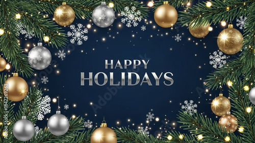 Holiday ornaments and pine created with generated ai