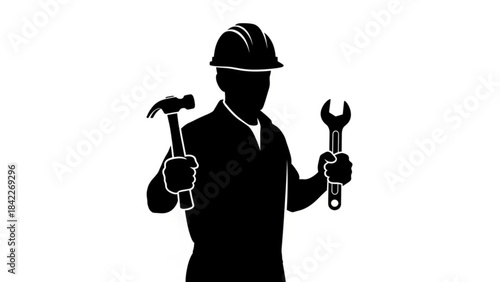 Silhouette with tools set created with generated ai