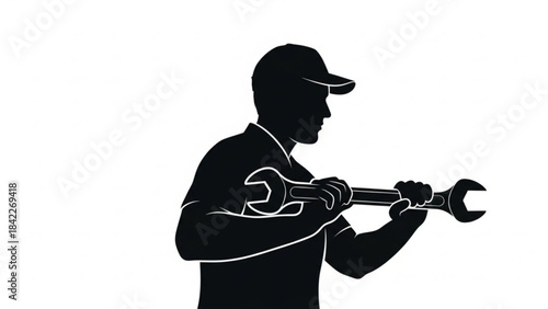 Mechanic holding a wrench created with generated ai