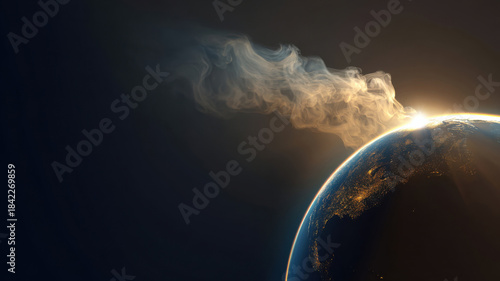 Dramatic view of earth, showcasing environmental changes in the atmosphere