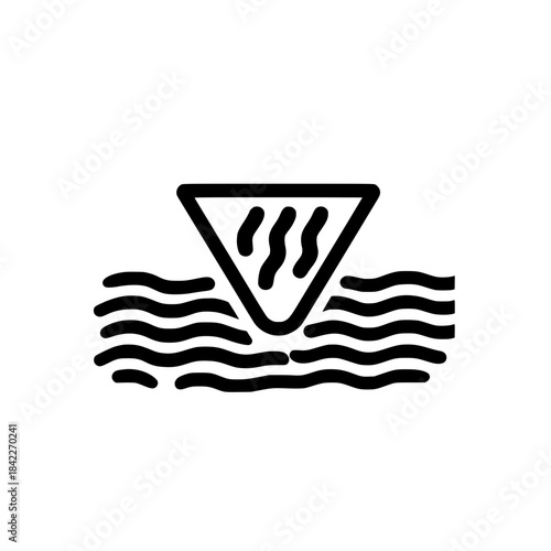Hazard warning triangle with wave symbol representing water related danger caution and safety guidance