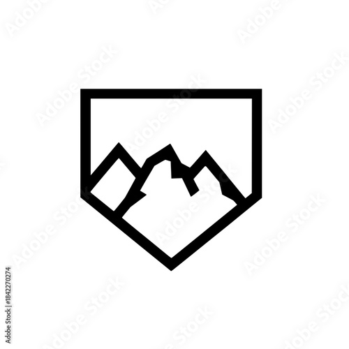 Mountain Icon Inside Shield Vector Design Representing Security Safety Protection and Guard Concept