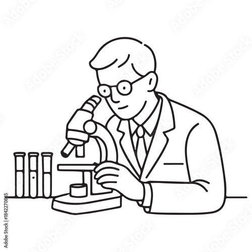 A focused scientist examines samples using a powerful microscope in a laboratory