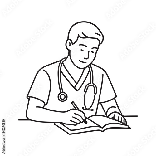 Dedicated medical professional writing important health information in a notebook