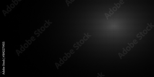 An abstract black and white vector background featuring a gradient created by a pattern of small dots. 