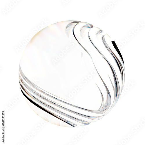 Abstract Chromatic Dispersion Glass Sphere Isolated On Black Holographic Crystal Graphic