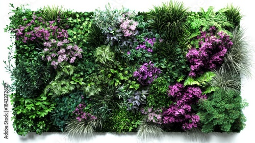 A stunning aerial perspective showcasing a flower bed with textured grasses. 