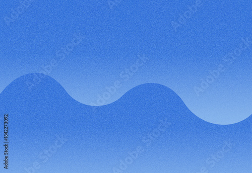 粒状の砂のテクスチャ、ノイズ、グラジエントグラデーション青いグラデーションと波のような柔らかな曲線が重なる抽象背景デザイン。爽やかな印象の素材