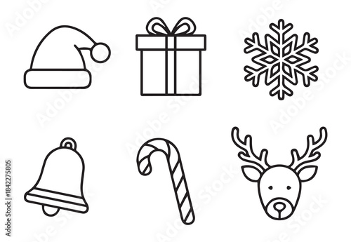 Festive Christmas Icon Collection | Santa, Snowflake, Reindeer, Bell & More