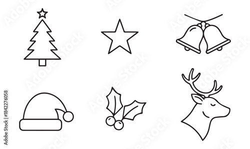 Set of Christmas Icons | Festive Holiday Symbol Collection Vector