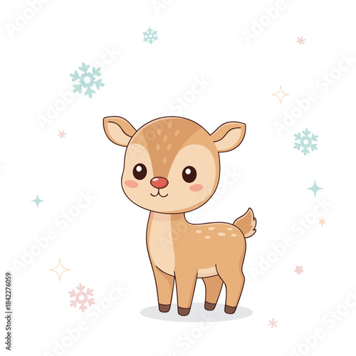 Cute Reindeer Vector | Adorable Christmas Animal Illustration