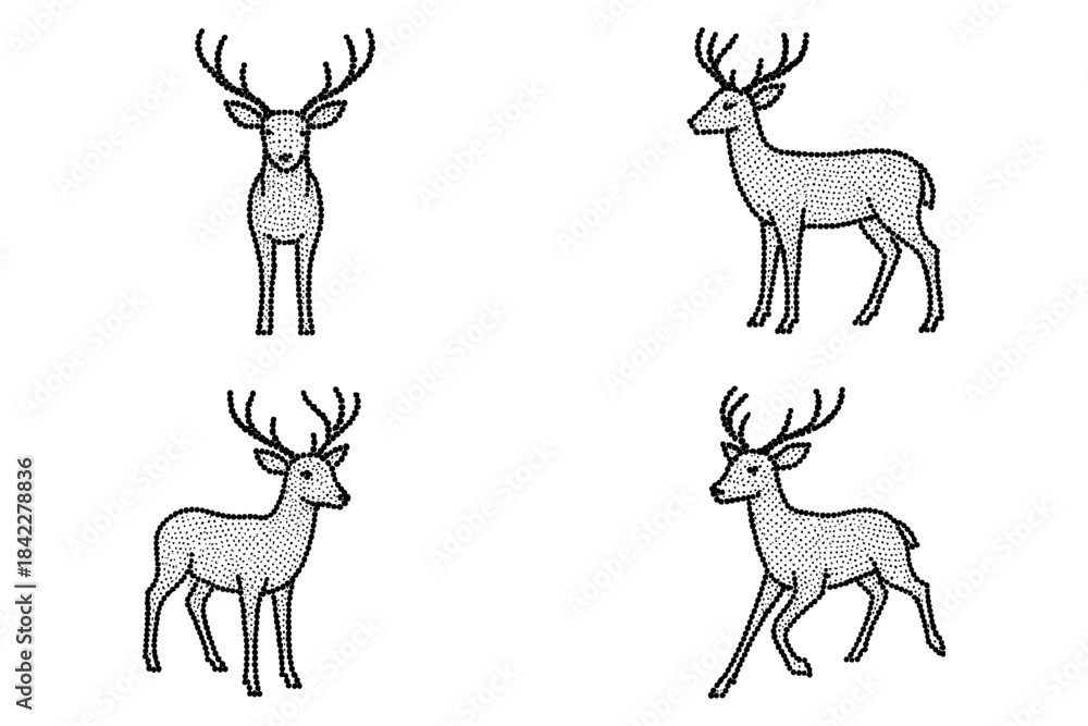 Obraz premium Deer silhouette collection: dot art style