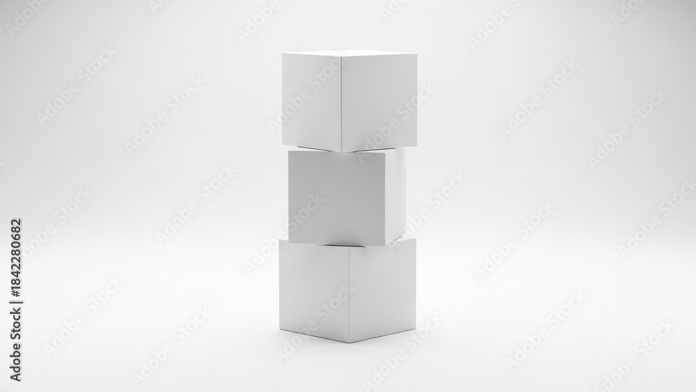 Obraz premium Stacked white cubes with transparent background