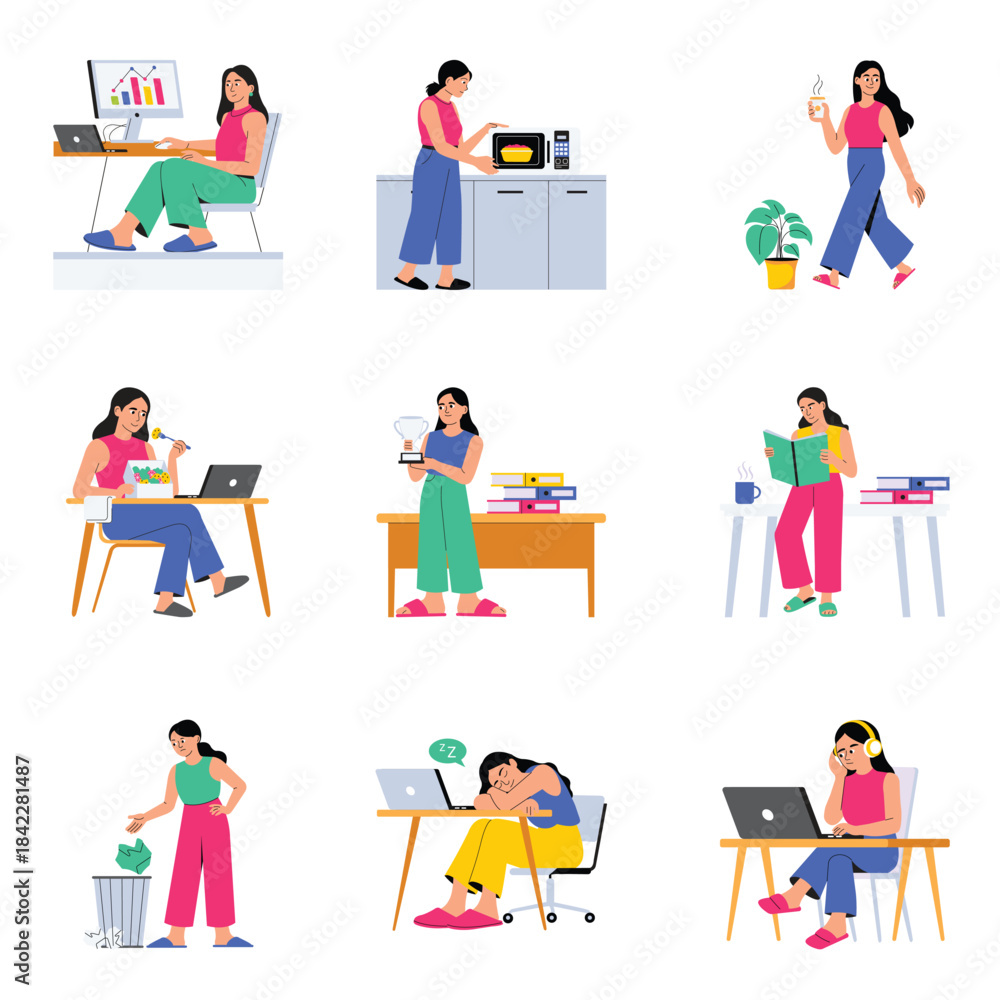 Fototapeta premium Office Work Vector Flat Illustration Set 2