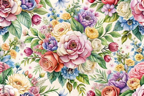 Colorful flower arrangement with a variety of flowers including roses, daisies