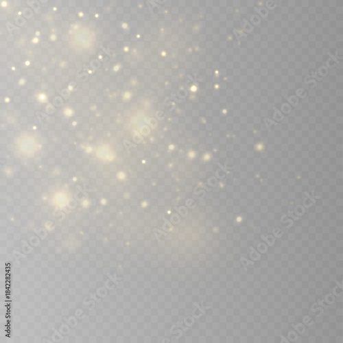 Golden glitter dust flows freely with soft glowing highlights. The luminous particles add depth and refined cinematic beauty. Ideal for luxury abstract visuals VECTOR