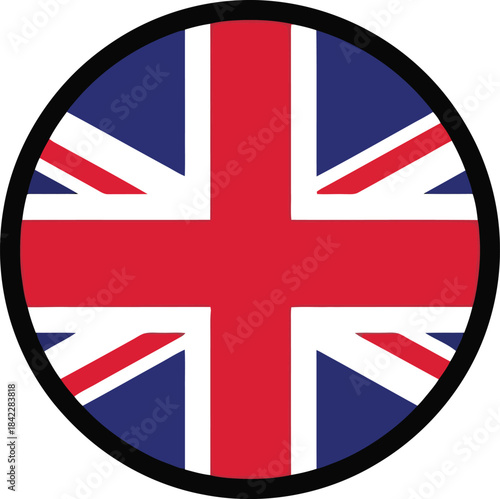 UK flag in circle Union Jack icon.
