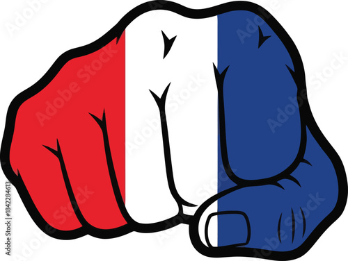 French flag fist clenched patriotic symbol France solidarity.