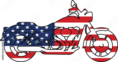 American flag motorcycle patriotic USA.