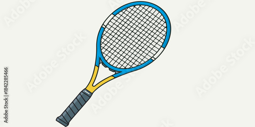 A high-quality illustration of a tennis racket featuring precise