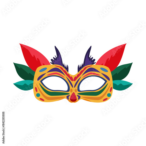 Carnival mask isolated on the white background. Single ethnic element of carnival costume for the Mardi Gras party and holidays.