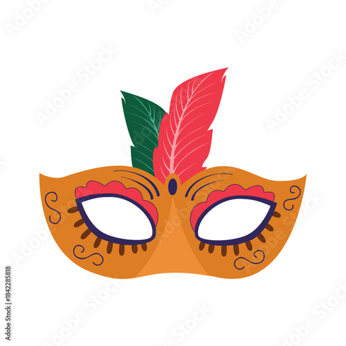Beautiful carnival mask isolated on the white background. Single ethnic element of carnival costume for the Mardi Gras holiday.