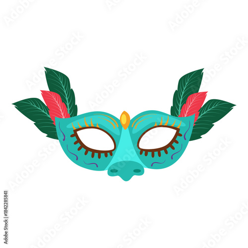 Carnival mask for Mardi Gras party isolated on the white background. Single ethnic element of carnival costume.