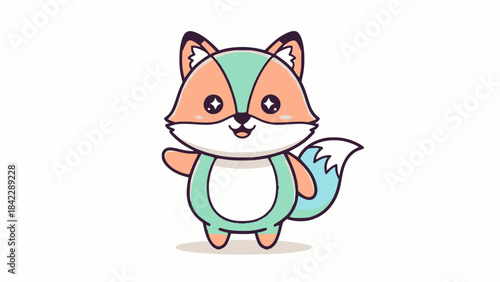 Cute domestic cartoon kitten vector drawing with funny character and happy black tail illustration
