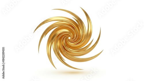 Gold spiral of curving blades or petals radiating from a central vortex