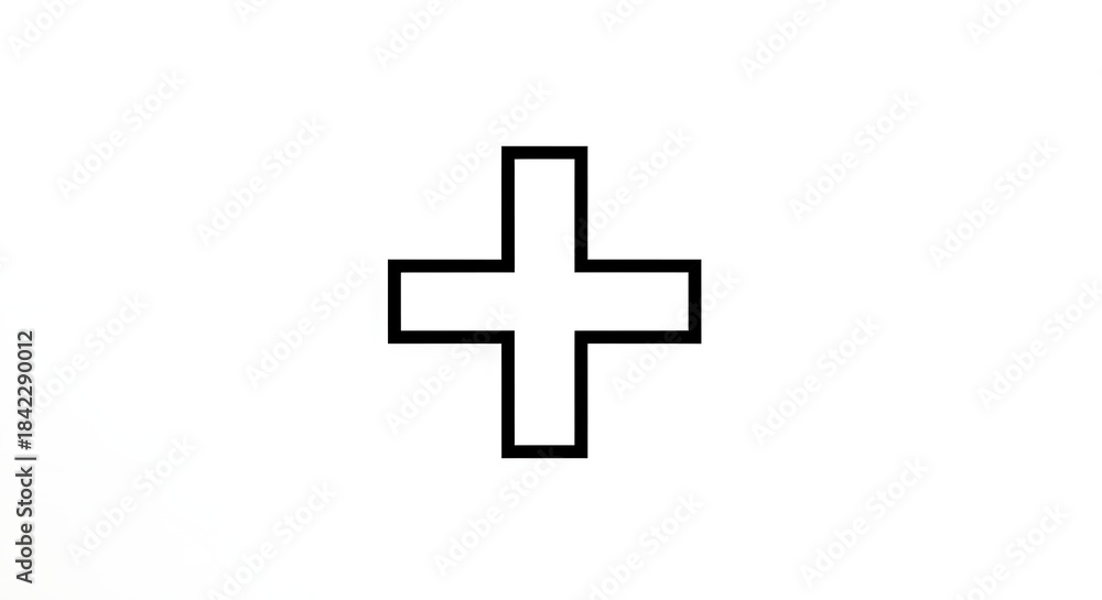 Obraz premium Simple plus sign symbol icon black outline on white background for design element or mathematical operation