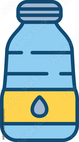 Refreshing bottle of pure water in a stylized illustration, representing healthy living and hydration