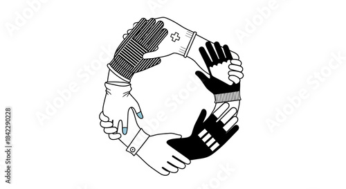 Diverse Hands United in a Circle - Symbol of Unity and Collaboration.