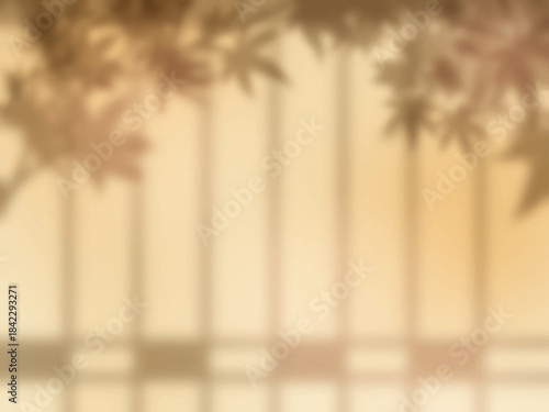 障子と紅葉の影が壁に映る背景素材