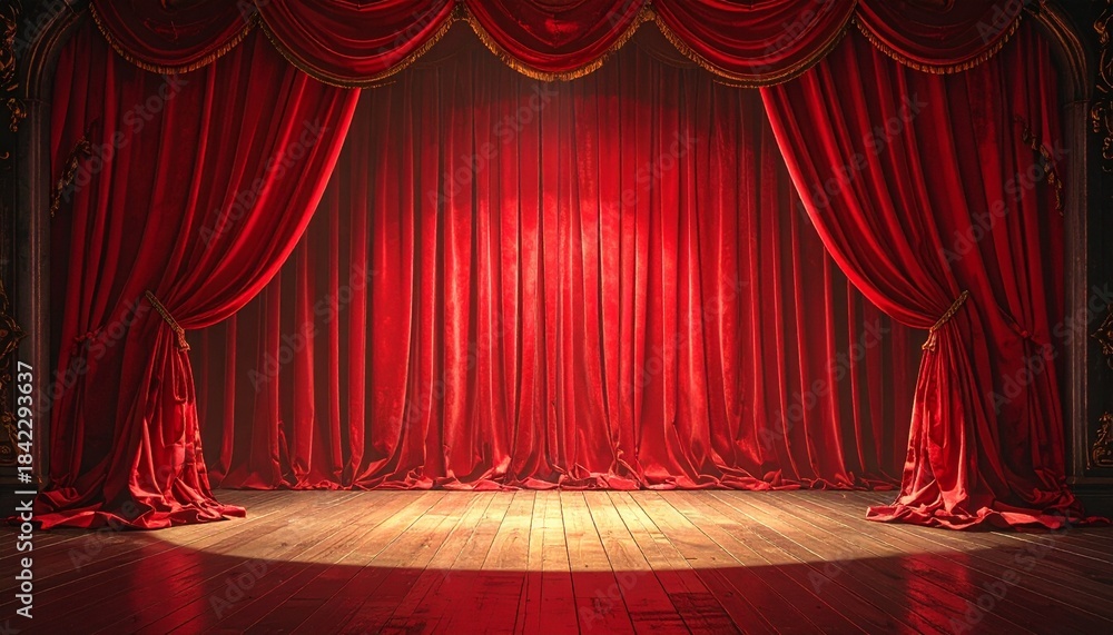 Fototapeta premium Red stage curtain background