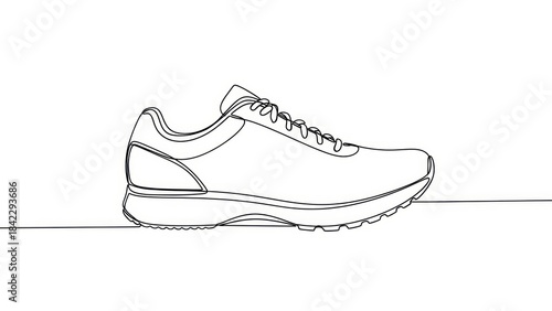 Sprint shoes in minimalistic style on white background, linear design