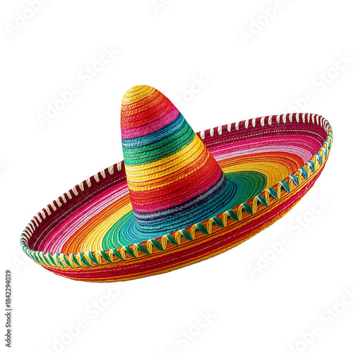 Mexican sombrero hat isolated on white background

