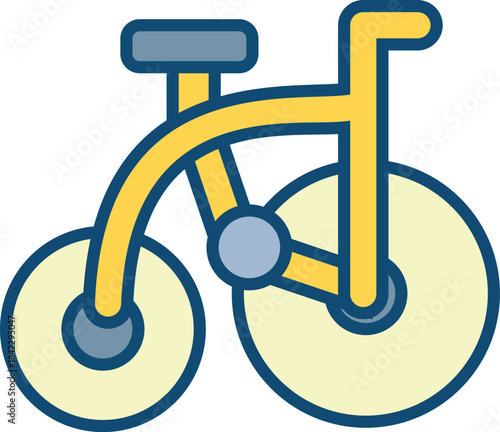 Playful Graphic Illustration of a Classic Bicycle, Perfect for Emphasizing Sustainable Travel, Recreational Exercise, and a Balanced, Healthy Lifestyle Journey