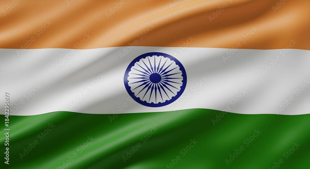 Naklejka premium indian flag realistic wave background