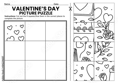 Valentine’s Day picture puzzle cut and paste worksheets for kids K–3! Fun coloring puzzles designed to build fine motor skills. Perfect for classroom centers, homeschool, and holiday activities.