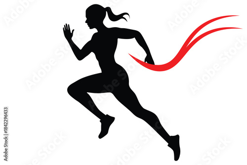  Silhouette women running  fast 