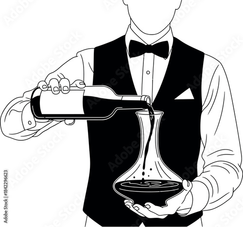 Pouring wine into a decanter