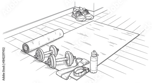 Home gym setup with exercise equipment