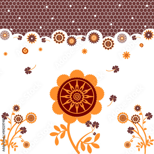 Floral Pattern of Elegance: A captivating design featuring intricate floral arrangements with a touch of elegance. The delicate interplay of shapes creates an ambiance of harmony and sophistication.