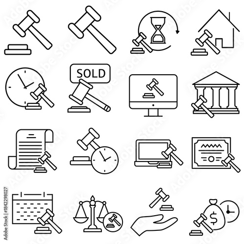 Auction icon vector set. Bargaining Illustration sign collection. Bidding symbol. auction house logo.