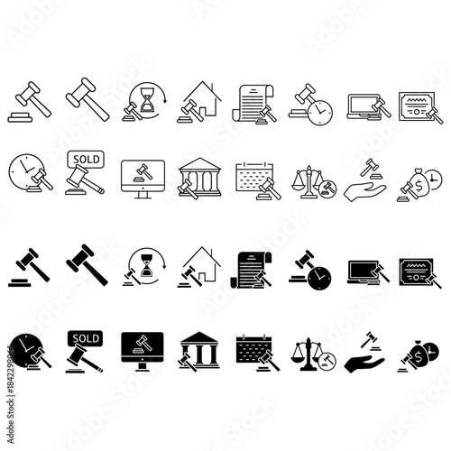 Auction icon vector set. Bargaining Illustration sign collection. Bidding symbol. auction house logo.